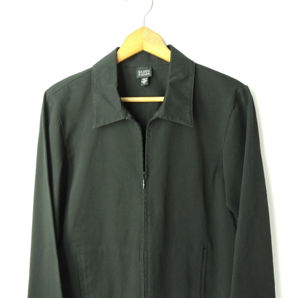 Eileen Fisher Zip Front Black Jacket Top - Picture 3 of 6